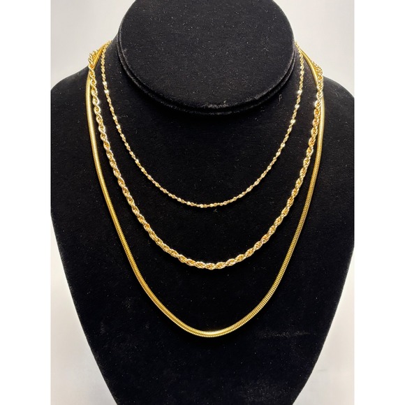 Trifari Jewelry - Delicate Gold Tone Chain Necklace Lot‎ Rope Signed Crown Trifari And Others